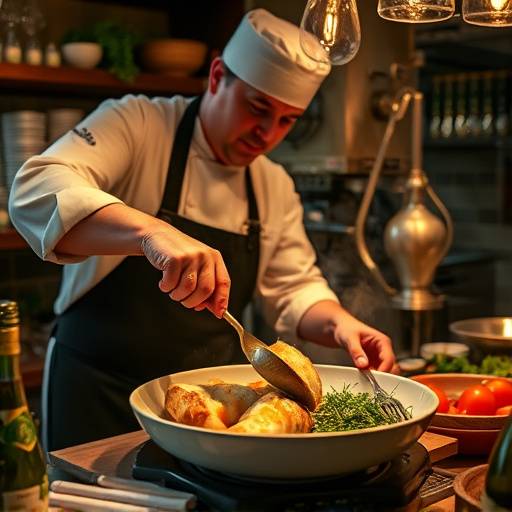 Escena del programa 'Sabores de Euskadi', mostrando a un chef cocinando bacalao al pil pil